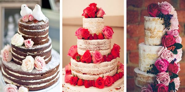 naked cake rosas e flores