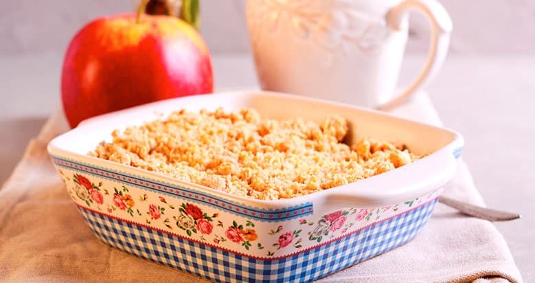 receita de crumble de maca