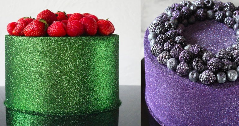 Glow cake (bolo com glitter) topper maquiagem. 