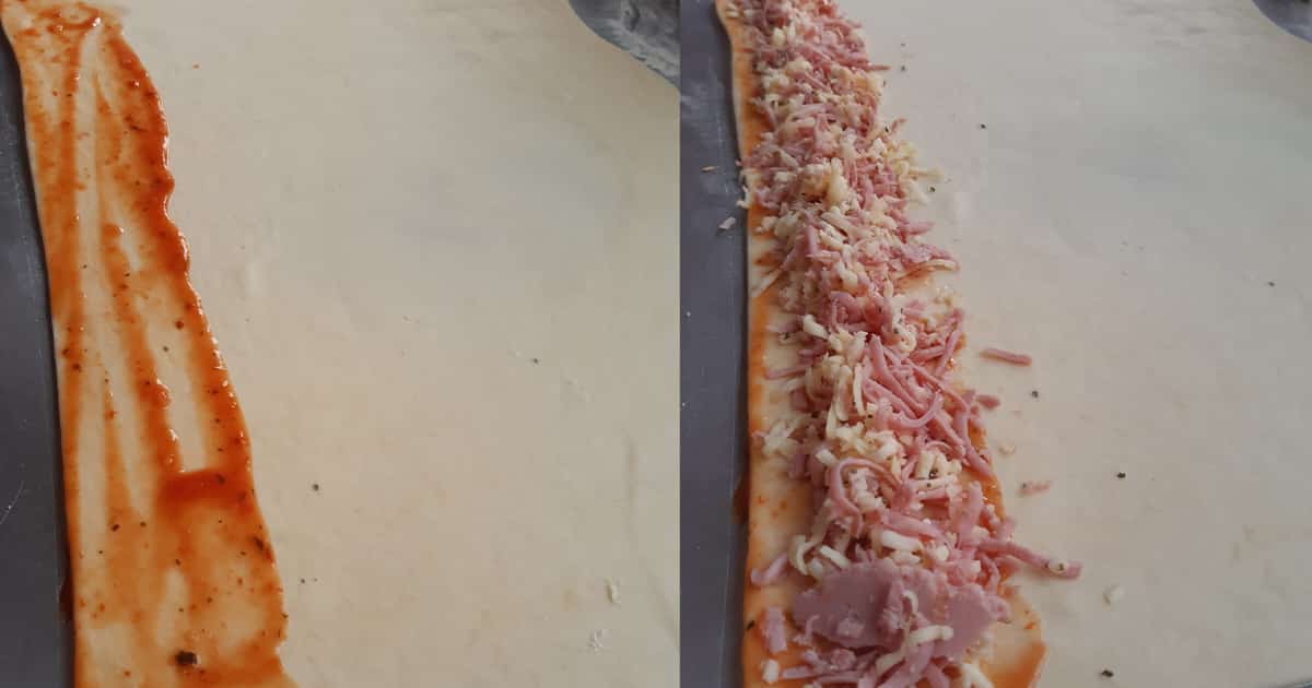montagem enrolado pizza