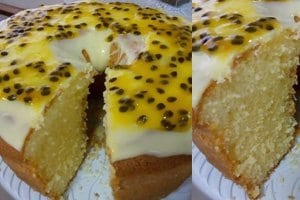 Receita de bolo de maracujá com calda e fofinho