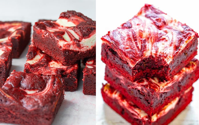 Brownie Red Velvet com cobertura de Cream Cheese