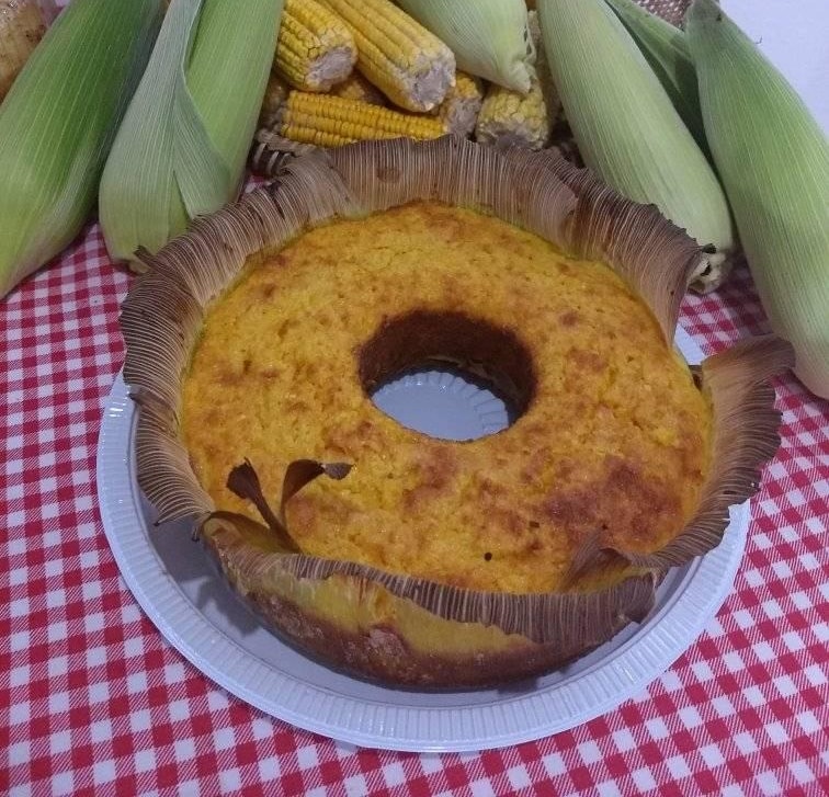 receita Bolo de Pamonha na palha