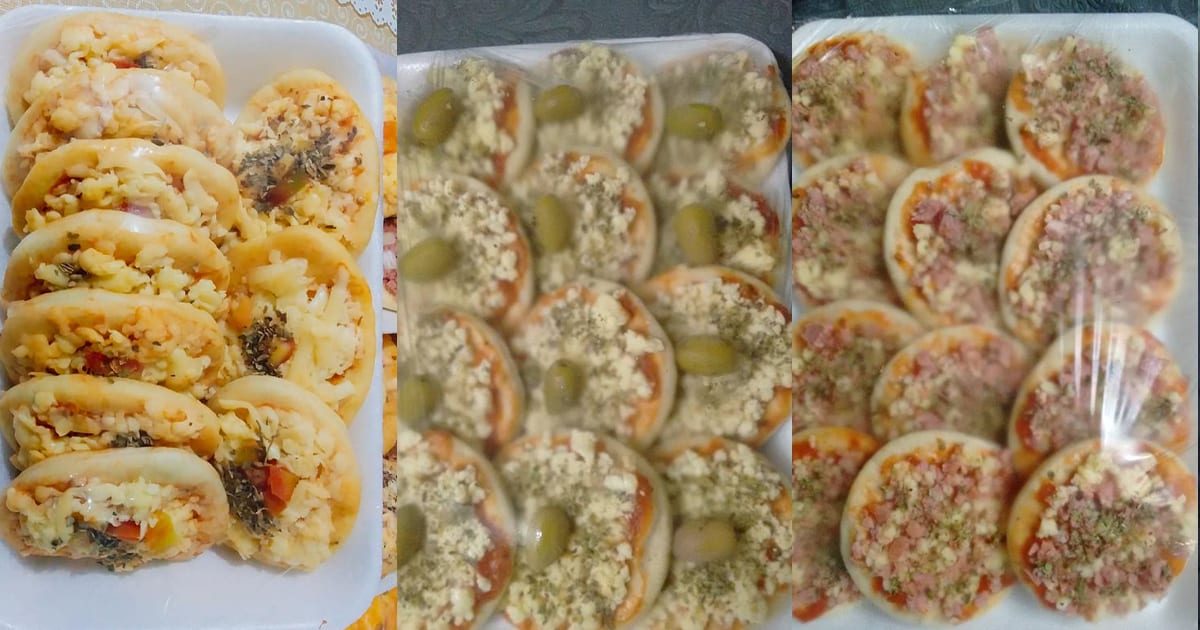 mini pizza na bandeja para congelar