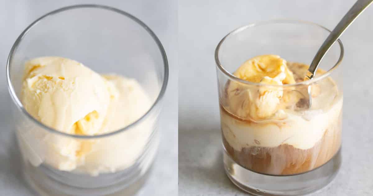 Affogato sorvete com cafe