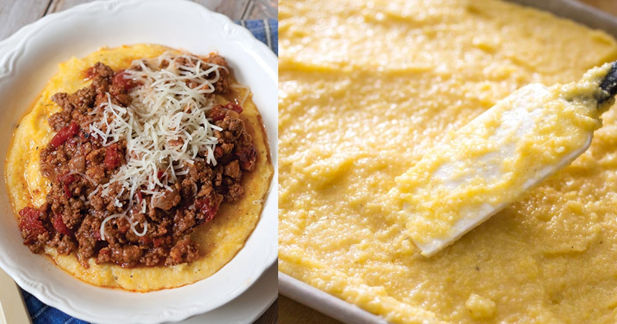 polenta cremosa com carne